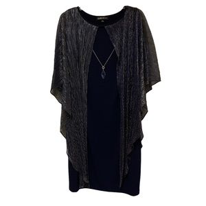 Glamour nights women’s cape dress Navy, For Mother Of The Bride, Size 8, Elegant
